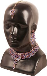 Touchstone Indian Bollywood Gorgeous intricate Workmanship Sparkling White Colorful Rhinestone crystal wedding Designer Jewelry Necklace Set In Gold And Silver Tone For Women. - Image 6